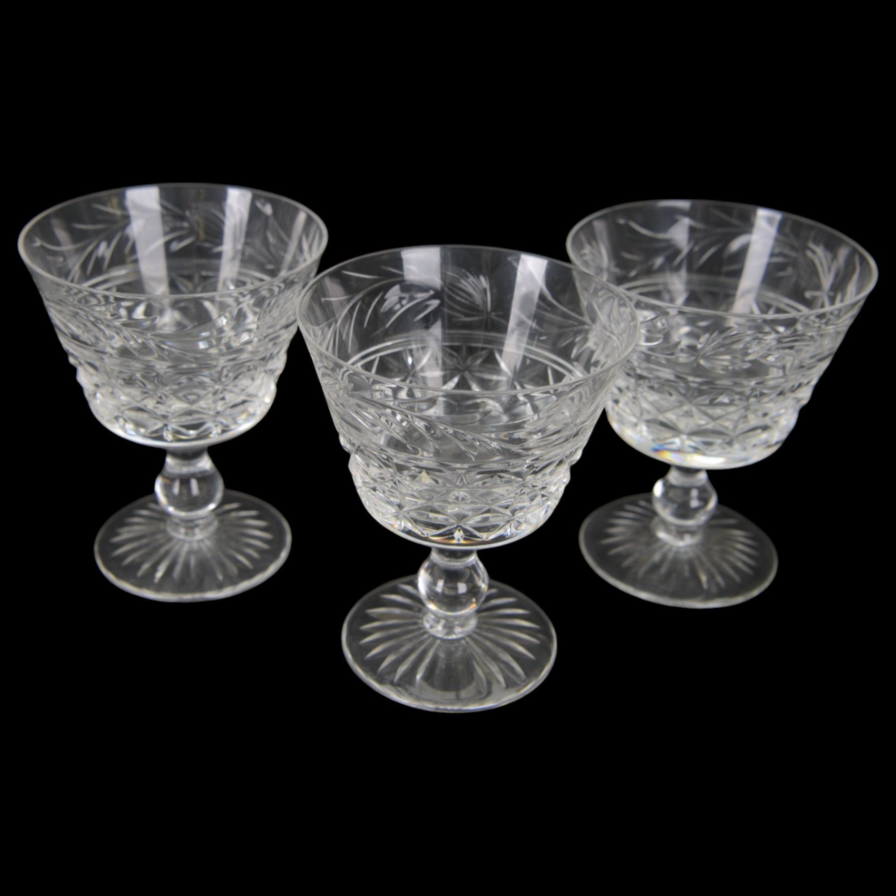 Stuart Crystal Mansfield pattern drinking glasses, including hock glasses, sherry glasses and wine glasses, together with a matching water jug (42)