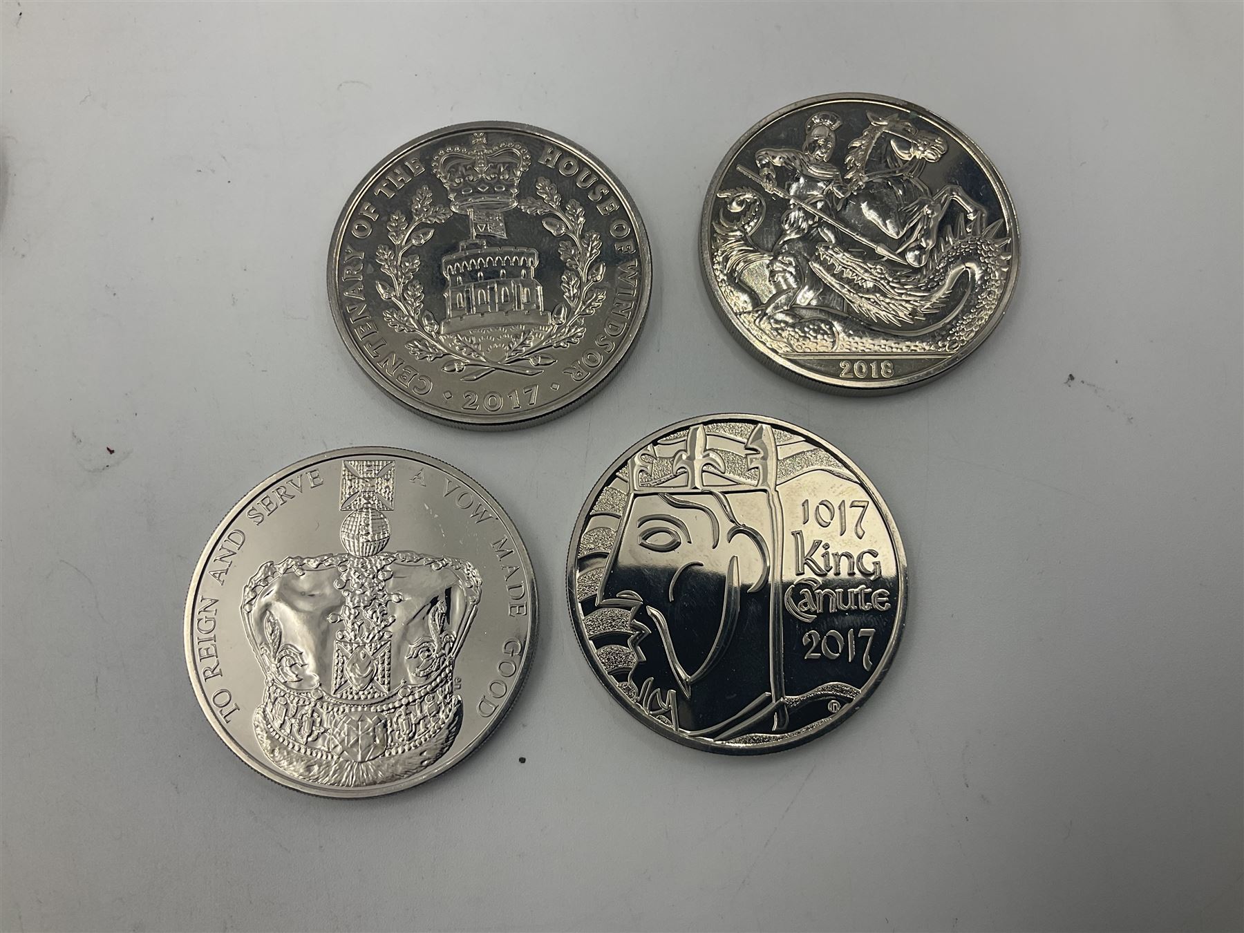 Seventeen Queen Elizabeth II United Kingdom five pound coins