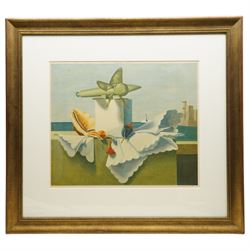 Edward Wadsworth (British 1889-1949): 'Wings Of The Morning', lithograph in colours signed in pencil with blindstamp 39cm x 46cm