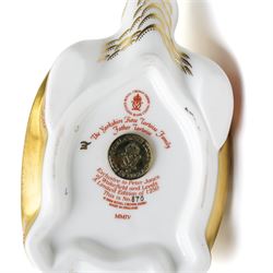 Collection of Royal Crown Derby paperweights, comprising Yorkshire Rose 'Father Tortoise' with gold stopper, boxed, Baby Rowsley Rabbit Exclusive for Sinclairs, with gold stopper, boxed, and three miniature bears (5)