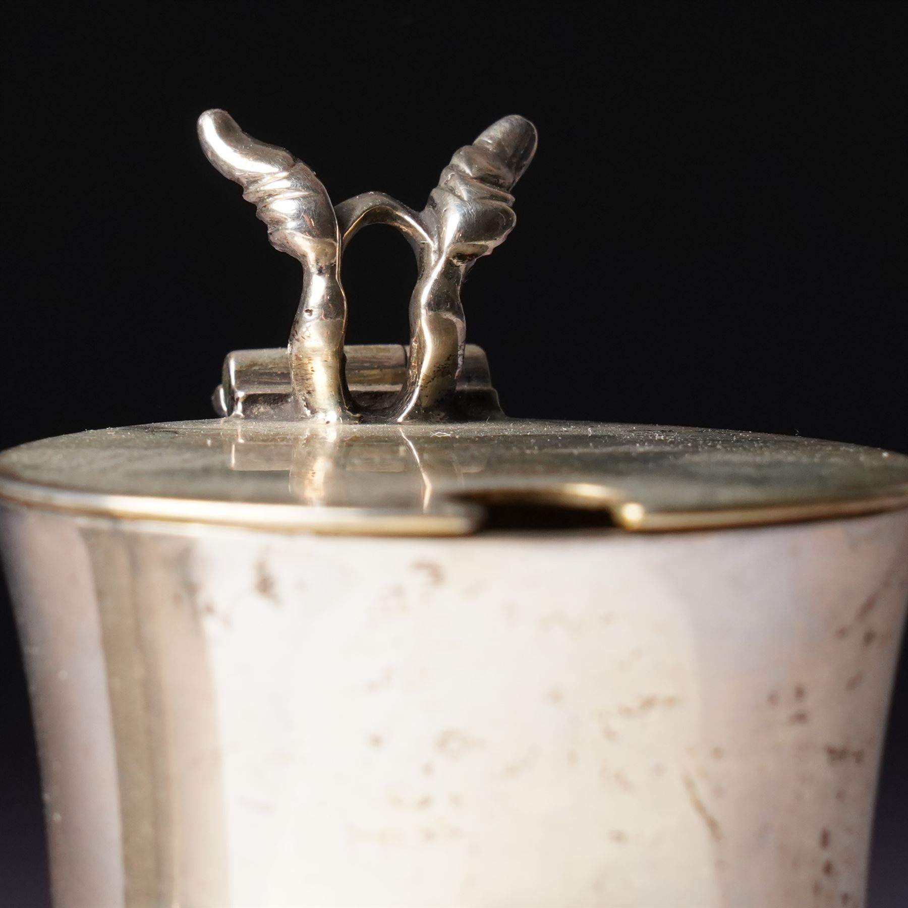 Pair of late Victorian small silver mustard or preserve pots with gilded interiors of baluster form H6cm London 1899 Maker Stokes & Ireland Ltd (2)