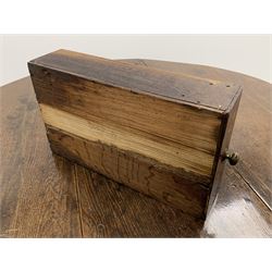 Late 17th century William & Mary oak drop leaf dining table, oval drop leaf top, single drawer to one end, gate action base, turned supports joined by bobbin turned stretchers, 121cm x 135cm, H75cm (open)