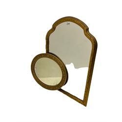 Shaped arch top wall mirror in gilt frame (68cm x 97cm), and an oval gilt framed mirror (62cm x 52cm)