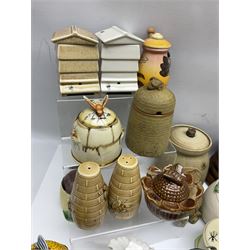 Large collection of honey pots, of various shapes, to include examples from Crown Devon, Marutomo ware, W.H Gloss, Goebel etc 