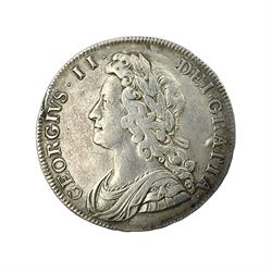 King George II 1732 silver half crown coin