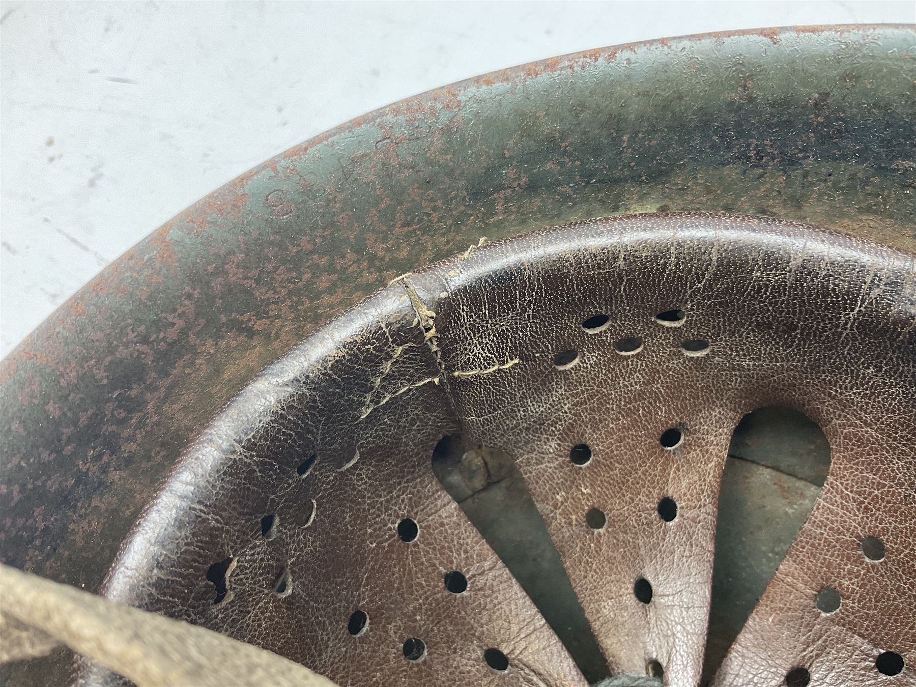 WWII Italian steel helmet with liner and chin strap