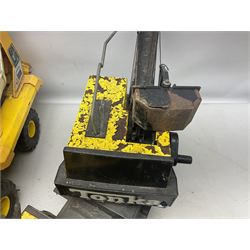 Tonka - five large scale pressed steel vehicles comprising Cement Mixer, Mighty Mobile Crane, Jeep and two Dumper Trucks (5)
