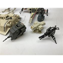 Star Wars - thirteen early 1980s vehicles/equipment including X-Wing Fighter; Snowspeeder; Slave 1 (Boba Fett's Spaceship); Scout Walker C7; Mobile Laser Cannon; Tripod Laser Cannon; Speeder Bike; Radar laser Cannon; two Vehicle Maintenance Energisers etc; all unboxed (13)