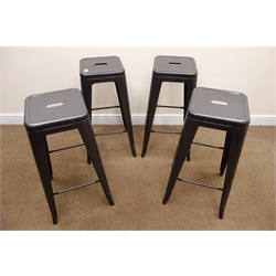  Set four grey metal stools, H77cm  