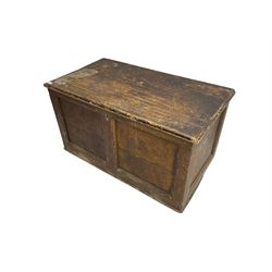 19th century scumbled pine chest, hinged lid, panelled front and sides 