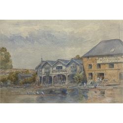 English School (Late 19th Century): Rowing Through Eton c.1875-1883, watercolour unsigned 25cm x 36cm 
Notes: see photo from The Eton Book of the River, L. Byrne, p.82