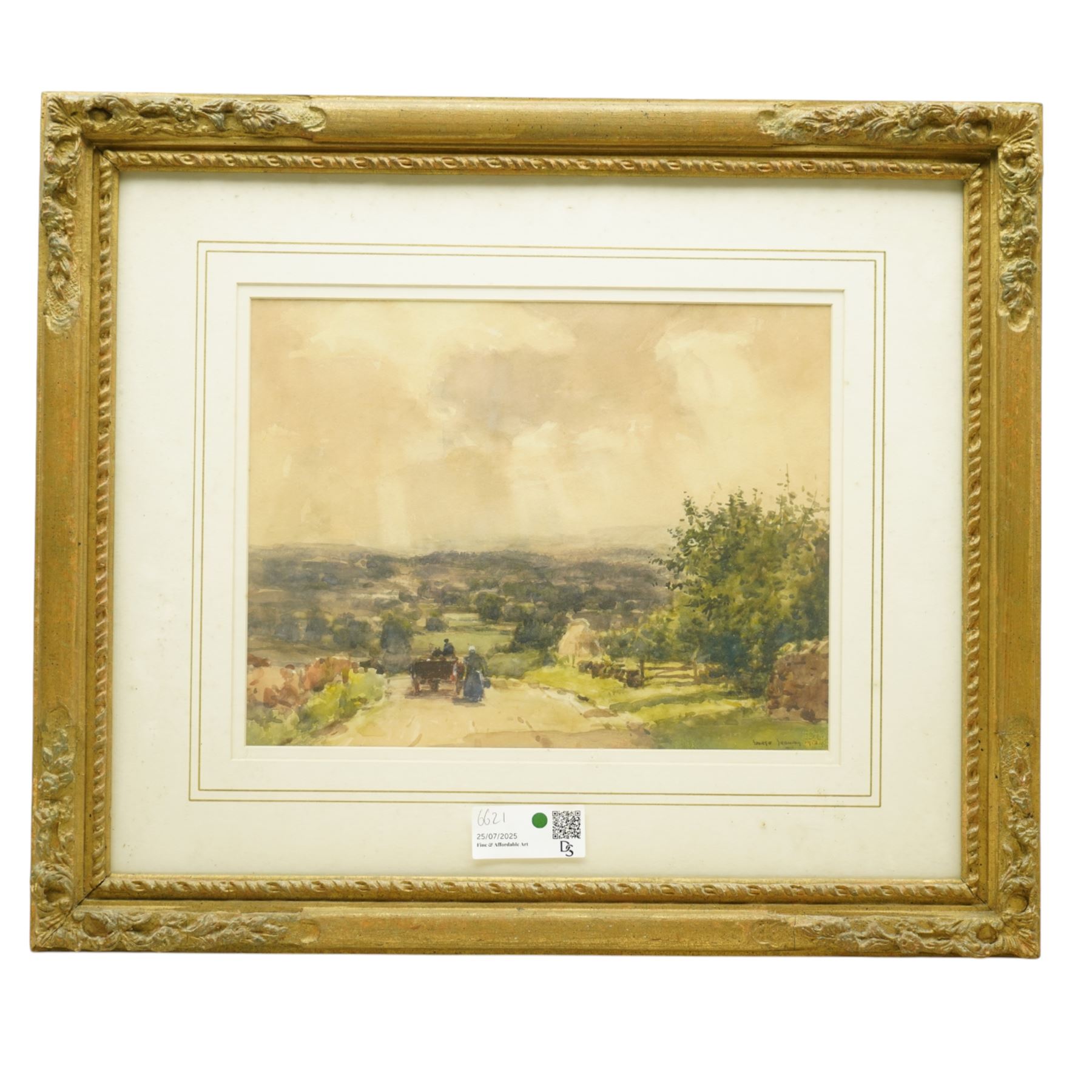 George Graham (British 1881-1949): A Street in France and Rural Landscape, set three watercolours signed and dated max 31cm x 26cm (3)
