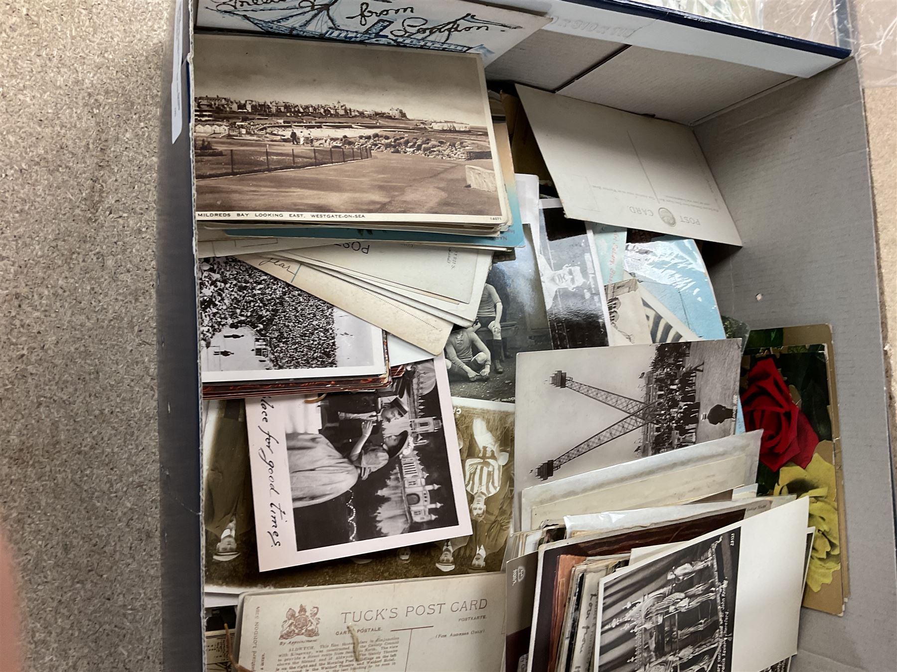 Silk postcards, some handpainted postcards, and further postcards