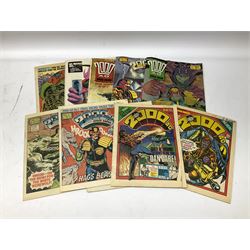 Very large quantity of 2000AD comics featuring Judge Dredd, Tornado, Star Lord etc; circa 1977 - 1989; including 13/12/86 Special Souvenir Issue; contained in five boxes with a small quantity of other comics and ephemera