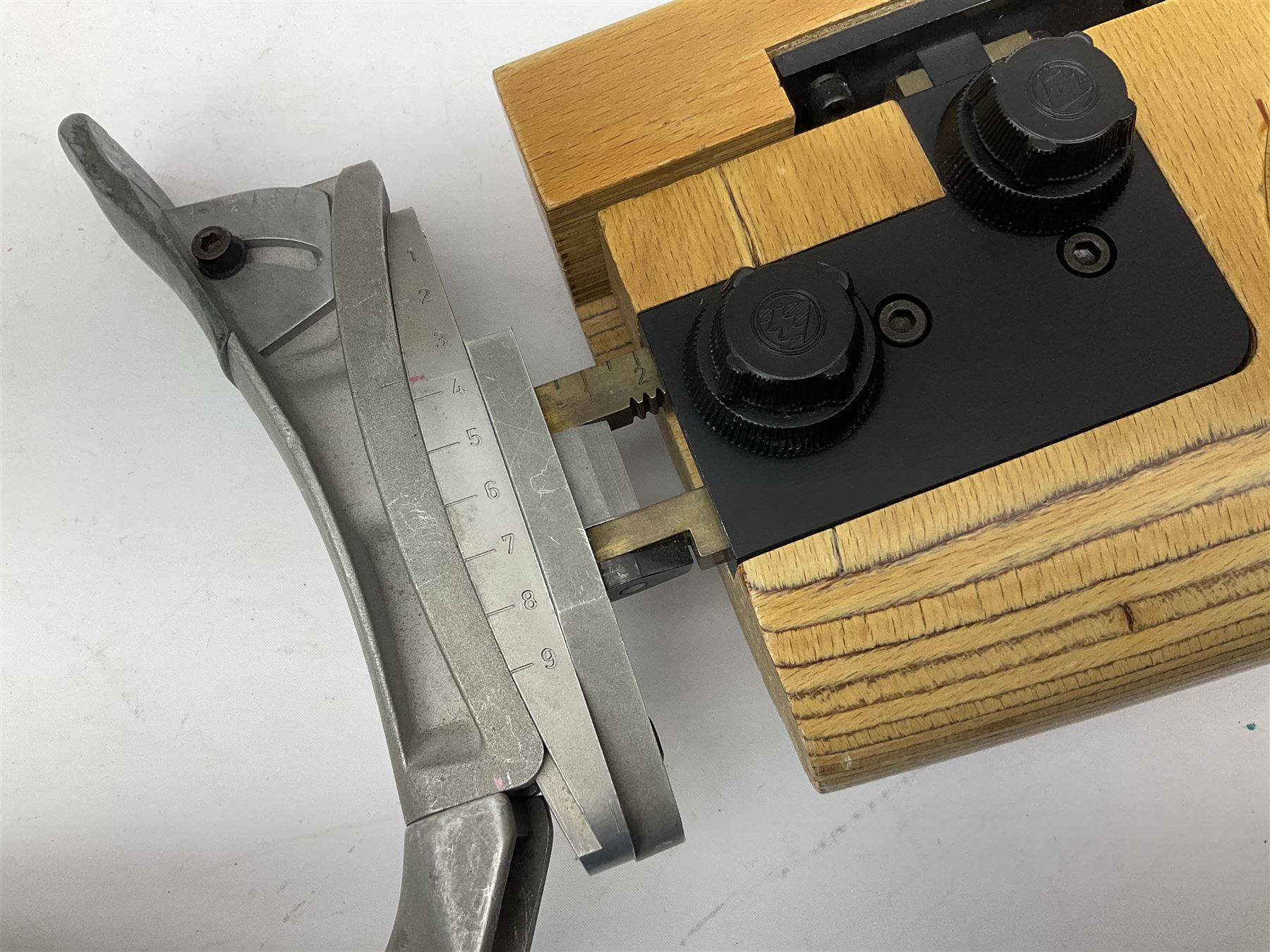 Feinwerkbau, Westinger & Altenburger Germany .22 LR bolt-action target rifle with 67cm barrel, fully adjustable weights and laminated stock, sliding weight rails and vernier rear sight; bi-pod rest at front; No.4225 L123.5cm overall SECTION 1 FIRE-ARMS CERTIFICATE REQUIRED       

