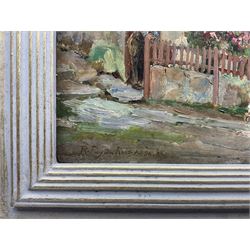 Robert Payton Reid (Scottish 1859-1945): 'A Cottage near Dartmoor - Lustleigh', oil on board signed, titled verso 24cm x 35cm 
Provenance: exh. Forrest McKay, Edinburgh, June 1990, label verso; from the artist's daughter