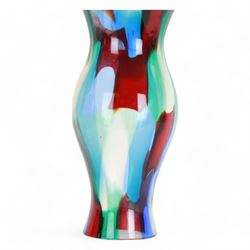 Italian mid century glass shade probably by Fulvio Bianconi (Italian, 1915–1996), decorated in the 'Pezzato' design, in green, blue and red colourway, unsigned, H31.5cm 
