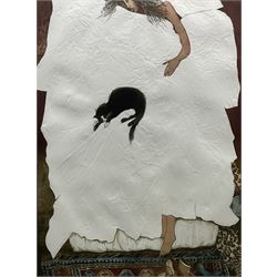 Brenda Harthill (British 1943-): 'Girl with Cat', limited edition colour etching on embossed paper signed titled and numbered 73/150 in pencil 74cm x 56cm
Provenance: Purchased from RA Summer Exhibition 1985