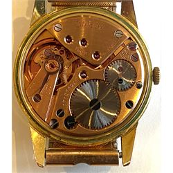 Omega gold-plated and stainless steel manual wind gentleman's wristwatch, Cal. 268, serial No. 17157828, on expanding gilt strap