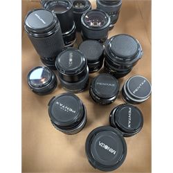 Collection of Minolta and Pentax camera lenses