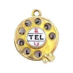 9ct gold '2 tell u I love you' telephone pendant / charm, hallmarked