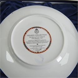 Royal Worcester seven Nelson collection plates, limited edition, comprising two Battle of Cape St Vincent, two Battle of Trafalgar, two Battle of Copenhagen and Battle of the Nile, all with certificates and original boxes 