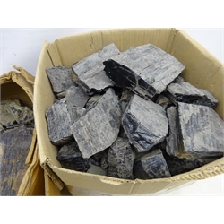  Large quantity of raw Whitby Jet, 94.32lb including containers  