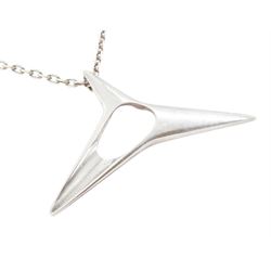 Georg Jensen silver pendant necklace, no. 342 designed by Henning Koppel, London import mark 1977, on a silver cable link chain with toggle clasp