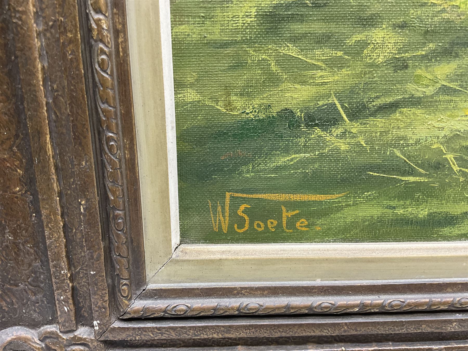 W Soete (Dutch 20th century): Derelict Windmill, oil on canvas signed 58cm x 68cm