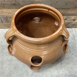 Glazed terracotta strawberry pot