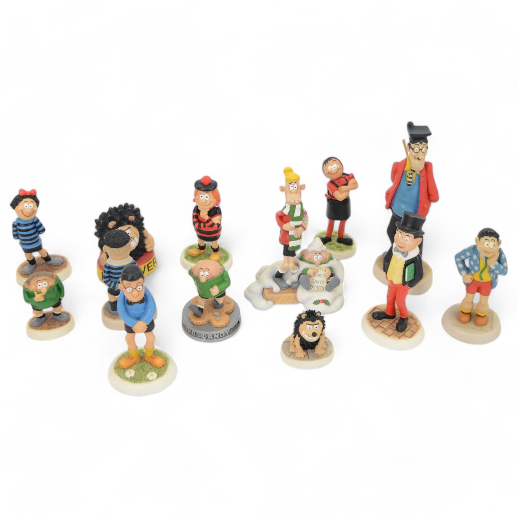 Thirteen Robert Harrop Beano Dandy Collection limited edition figures, including Gnasher, Menaces Forever, Toots, Lord Snooty, Chips and Minnie the Minx etc, all boxed 