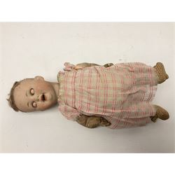 Palitoy Blip electronic game; boxed; and 1920s German Hermann Steiner bisque head doll with applied hair, sleeping eyes, open mouth with upper teeth and composition body with jointed limbs; marked with HS monogram and 6/0; H26cm (2)