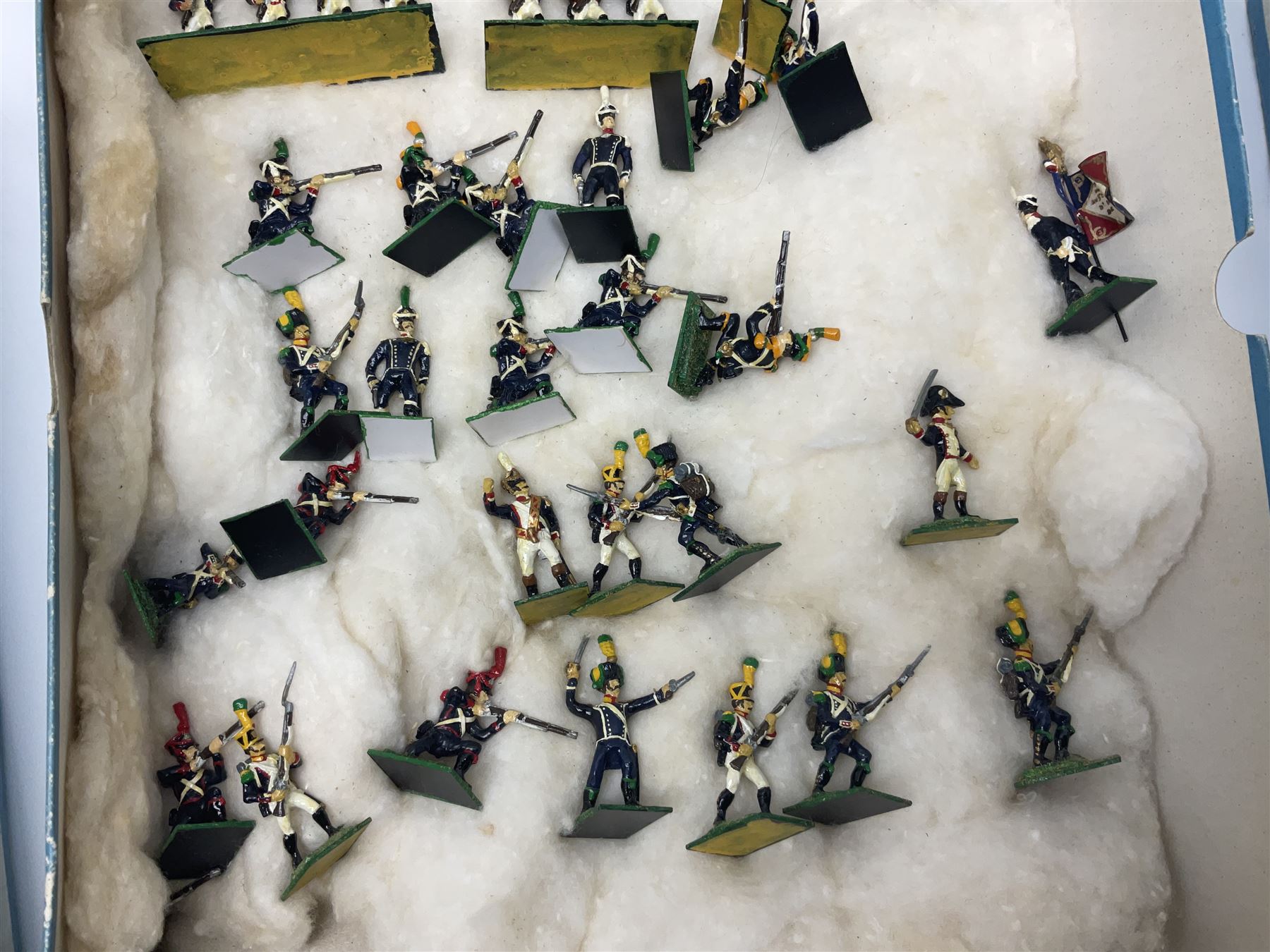 Painted metal wargame figures - over two hundred Lancers, Chasseurs, Dragoons, Cuirassiers, Carabiners, Imperial Guard, Bavarians, Line and Light Infantry etc; individual figures and ranks of two, three and four; average size 25mm