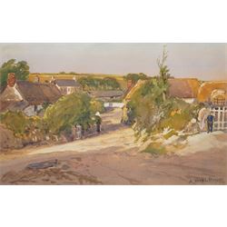 Arthur Wilde Parsons (British 1854-1931): Quiet Village on a Sunny Day, watercolour and go...