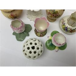 Collection of Royal Worcester and similar ceramics, including blush ivory trinket dishes, vases etc 