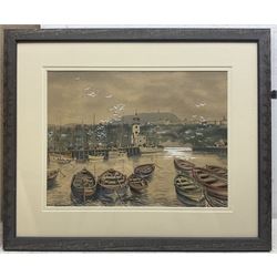 Joseph Appleyard (Yorkshire 1908-1960): 'The Harbour - Scarborough', watercolour heightened with white signed, titled verso 27cm x 36cm