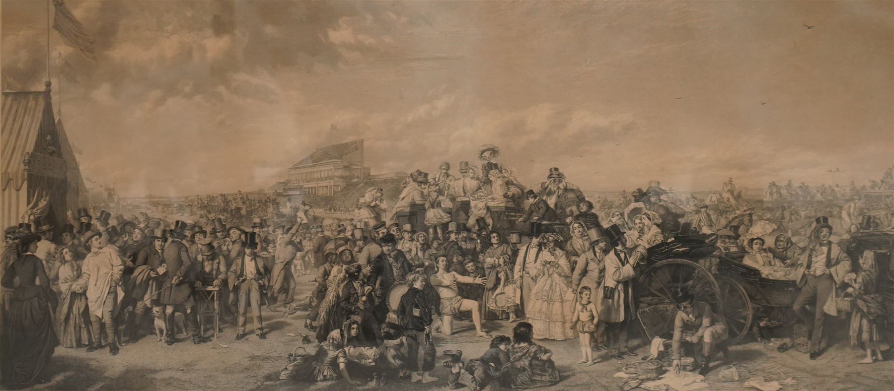 Auguste Blanchard (French 1819-1898) after William Powell Frith RA (British 1819-1909): 'The Derby Day', monochrome engraving with blindstamp pub. 1863, 62cm x 120cm 