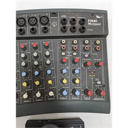 Spirit Folio Notepad mixer, together with a Roland pedal and a Suntech metronome tuner