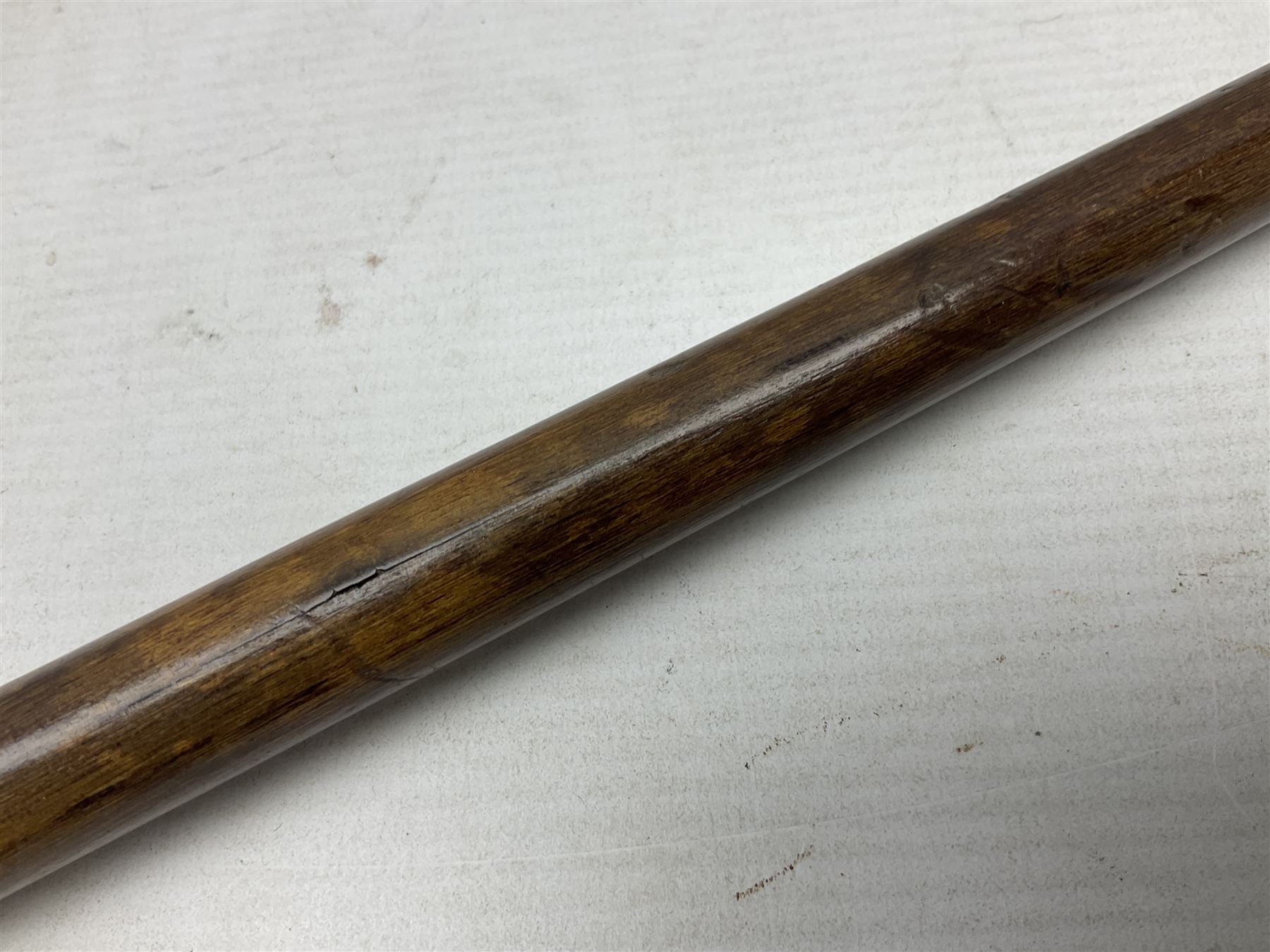 19th Century tipstaff, with brass finial and hardwood handle, L48cm