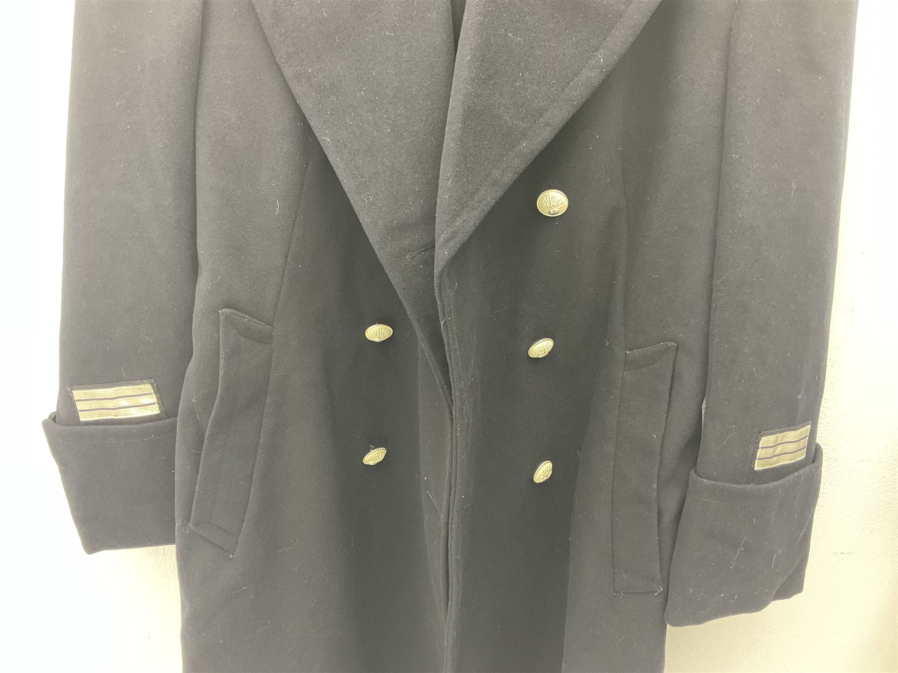 French Gendarmerie greatcoat, bears label for 'Maitre-Tailleur F.M. Barronnier 52 Chaumont 13 Rue Ferrer'; and French greatcoat (Indochine Period Vietnam 1947/1953)