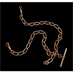 Victorian 9ct rose gold double Albert chain, makers mark J.K, Birmingham, each link stamped 9 375