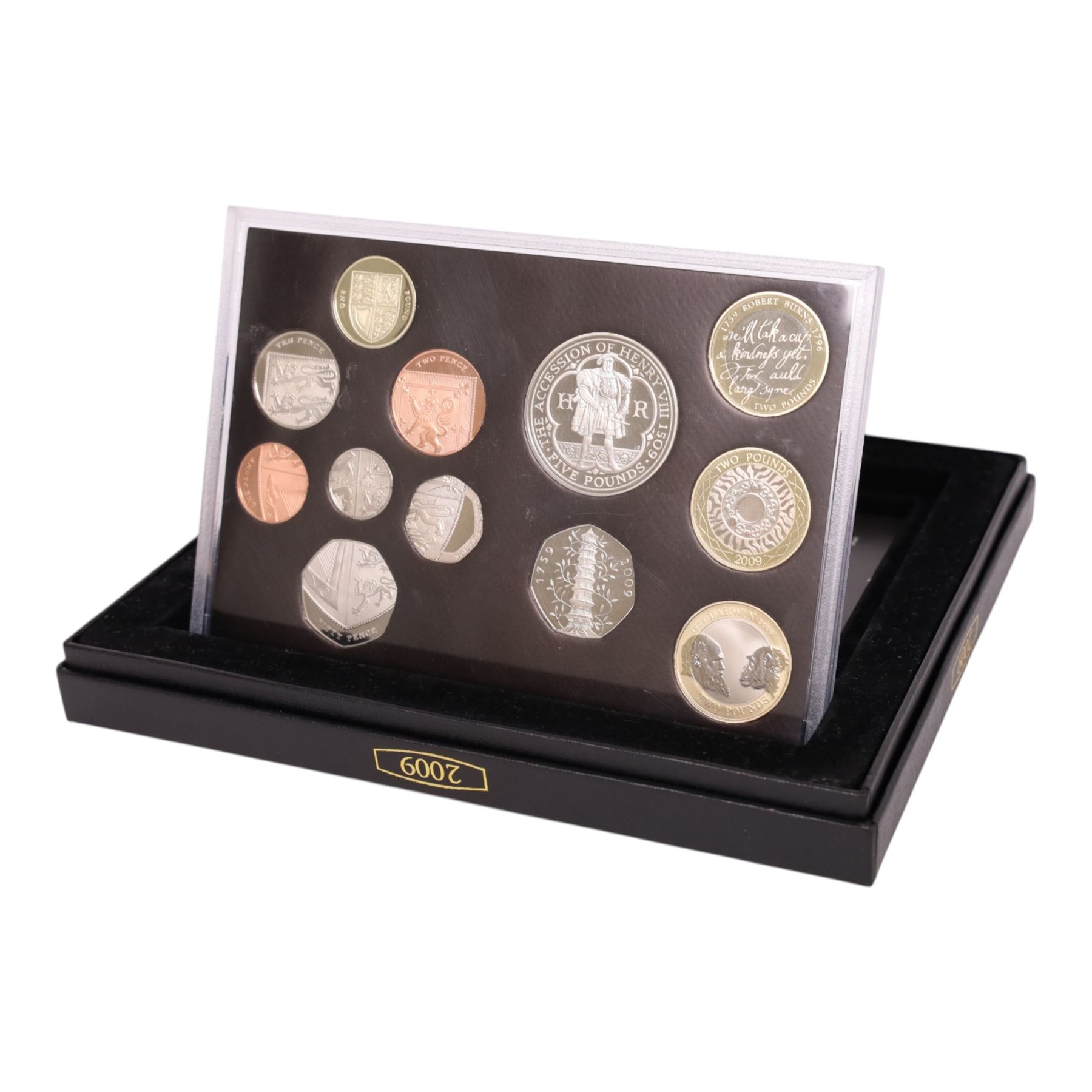 The Royal Mint United Kingdom 2009 proof coin set, including Kew Gardens fifty pence, boxed with certificate