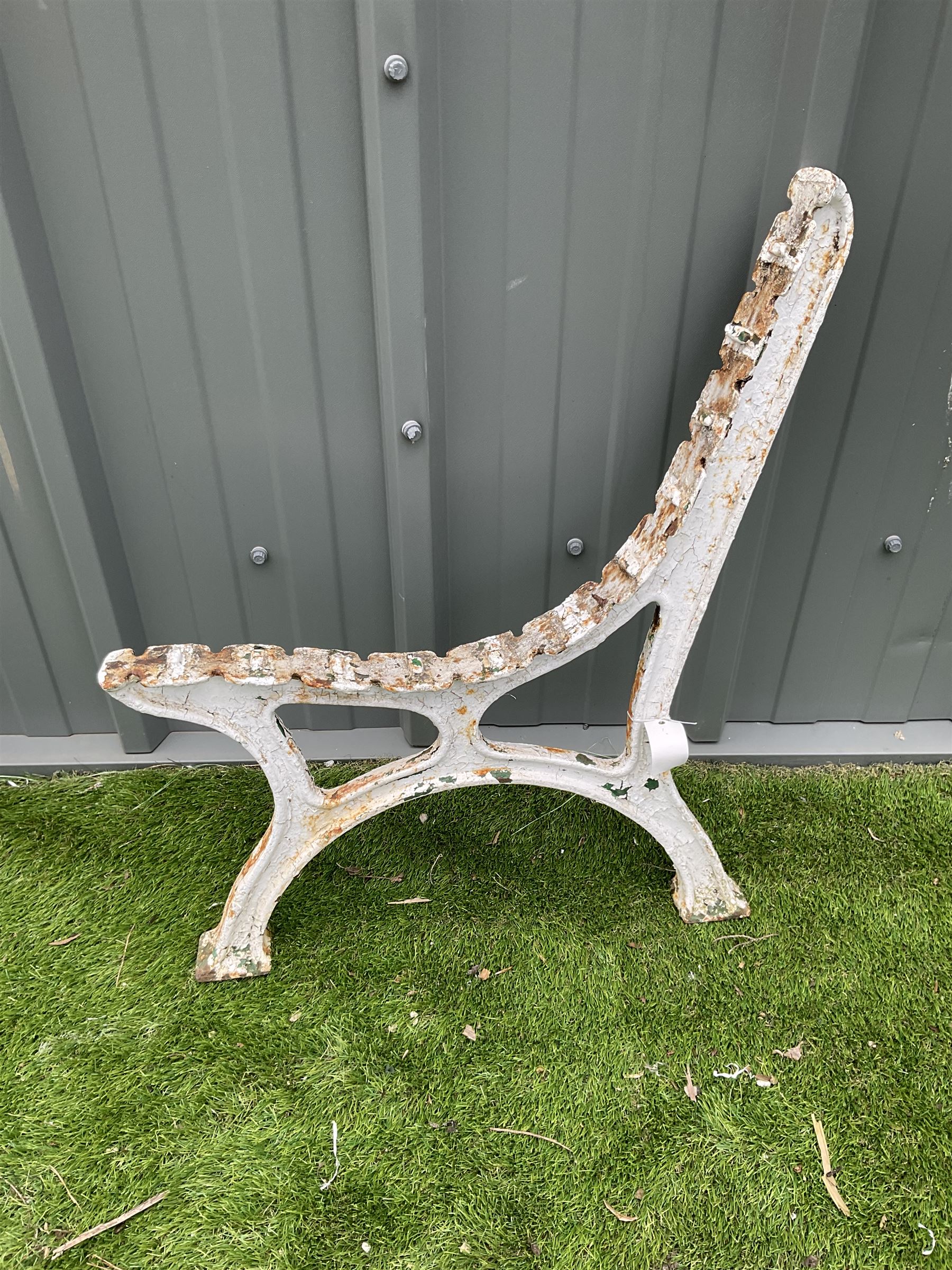 Pair of cast iron white painted bench ends - THIS LOT IS TO BE COLLECTED BY APPOINTMENT FROM DUGGLEBY STORAGE, GREAT HILL, EASTFIELD, SCARBOROUGH, YO11 3TX