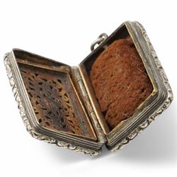 George IV silver vinaigrette with pierced and gilded grille Birmingham 1821 Maker John Shaw and a Victorian vinaigrette with engraved decoration Birmingham 1836 (2)