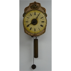  20th century oak cased mantel clock, twin train movement, striking half hours on a coil, (W25cm, H40cm, D23cm) and a Dutch postal dial wall clock, single weight movement (2)  