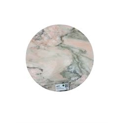 Late 20th century cast gilt metal and marble two-tier stand, pink and grey marble top and undertier, the base decorated with floral garlands, on reed moulded supports with splayed terminals 