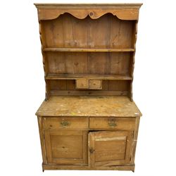Victorian pine two drawer dresser and rack