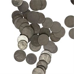 Great British and World coins, including Queen Victoria 1888 silver florin, William III fourpence, copper pennies, etc, in a biscuit tin