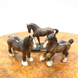  Three Beswick Horses comprising 'Dressage Stallion', Shire Horse no. 818 and Cantering Shire Horse (3)  