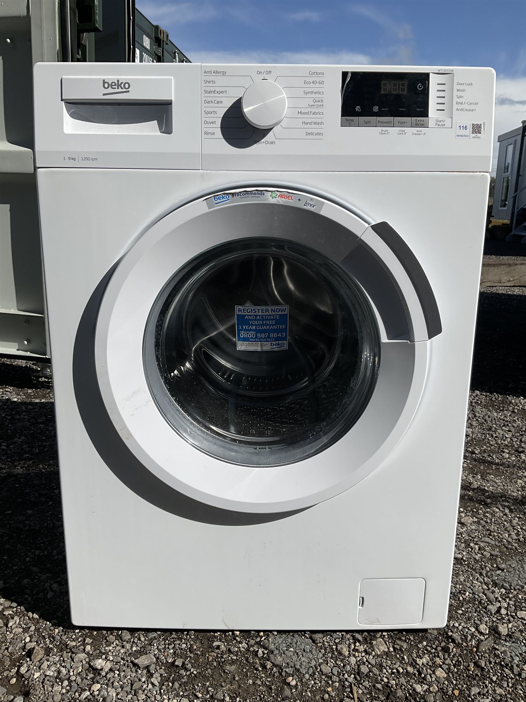 Beko 9kg 1200rpm  washing machine  - THIS LOT IS TO BE COLLECTED BY APPOINTMENT FROM DUGGLEBY STORAGE, GREAT HILL, EASTFIELD, SCARBOROUGH, YO11 3TX